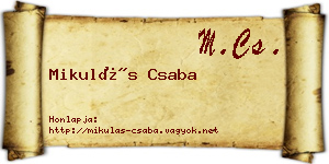Mikulás Csaba névjegykártya